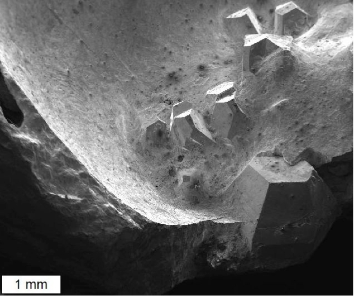 moissanite crystals in iron silicide (xifengite, gupeiite) matrix Chiemgau impact