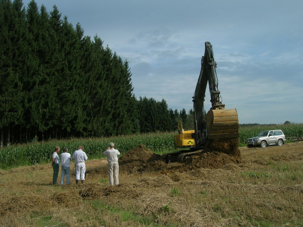 excavator geologic excavation of an impact-induced sinkhole Thunderhole Chiemgau impact